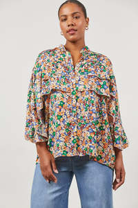 Isle Of Mine: Isle Of Mine - Romance Ruffle Blouse - Meadow Bloom