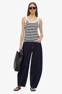 Assembly Label: Assembly Label - Adria Stripe Jersey Tank - White / Navy