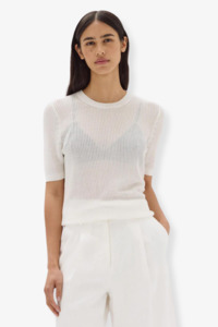Assembly Label - Belle Knit Short Sleeve Tee - Cream