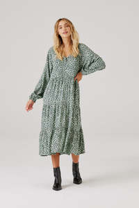 Cartel & Willow - Cali Midi Dress - Sage Leopard