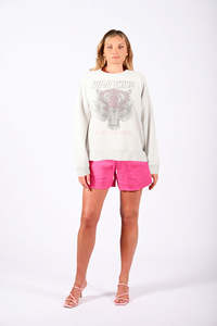 The Others: The Others - The Slouch Sweat - Vintage White Wild Tiger Diamonte