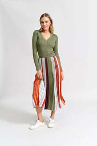 The Others: The Others - The Sunray Pleat Skirt - Khaki