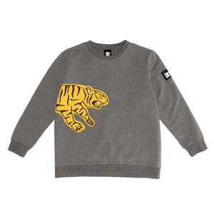 Kids Sale: Band of Boys - Jumper A Line Pouncing Tiger - Marle Grey