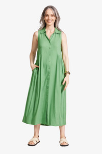 Skirts: Eb & Ive - Alesia Sleeveless Shirt Dress - Jade