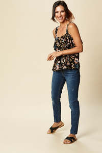 Eb Ive Clearance: Eb & Ive - Zena Tank - Black Botanical