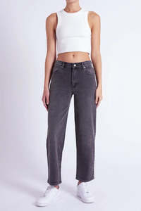 Abrand Nuew Denim: Abrand - 95 Mid Straight - Nora - Vintage Black