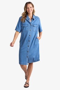 Elm Lifestyle: Elm - Cora Denim Dress - Mid Blue