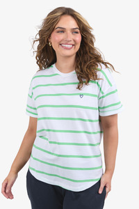 Elm - Halli Tee - White and Spring Green Stripe