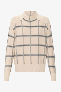 Newest: Pol - Sable Funnel Neck Knit - Pebble/Ink