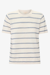 Pol - Sable Tee Stripe - Pebble/Blue