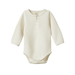 Baby: Nature Baby - Waffle Henley Long Sleeve Bodysuit - Natural