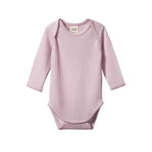 Baby: Nature Baby - Merino Pointelle Long Sleeve Bodysuit - Lilac