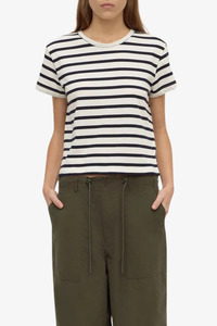 Assembly Label - Mollie Stripe Short Sleeve Tee - Navy Cream Stripe