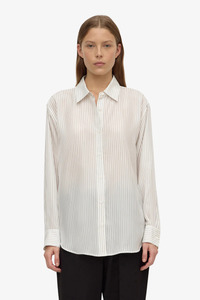 Assembly Label - Saskia Silk Shirt- Cream/Charcoal Stripe