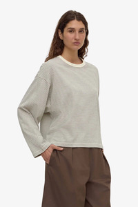 Assembly Label - Malone Cropped Stripe Long Sleeve Tee - Cream/Black