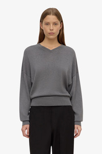 Assembly Label: Assembly Label - Mira V Neck Sweater - Dark Grey Marle