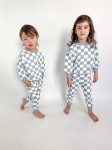 Organic Cotton Checkered Set | Rain