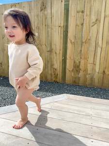 Frontpage: Organic French Terry Cotton Bubble Romper | Buttercream