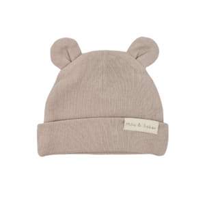 Accessories: Organic Cotton Bear Beanie | Biscuit