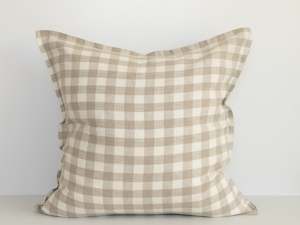 Cushions: Ava Linen Filled Cushion - Natural Gingham