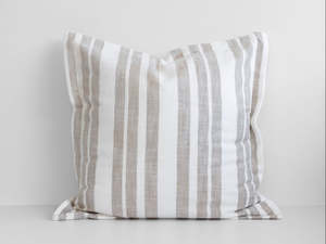 Laguna Stripe Filled Cushion - Beige/White