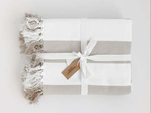 Coronado Stripe Throw - Beige/White