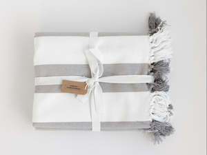 Throws: Coronado Stripe Throw - Light Grey/White