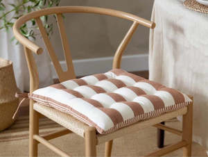 Filled Cushions: Hahei Stripe Chair Pad - Rust