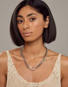 Cathy Pope: Chunky Choker- Sliver Rose Quartz