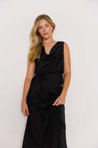 Momento Cowl Neck Top - Black