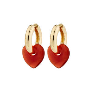 Pilgrim: Pilgrim - Kendall Recycled Earrings - Gold Plated - Red