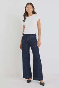 Fashion: Zoey Indigo High Rise Wide Leg Pocket Jean