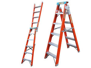 Ladders Scaffolding: 2.4m - 4.4m King Fibreglass Step And Extension Ladder - Non Conductive And Versatile