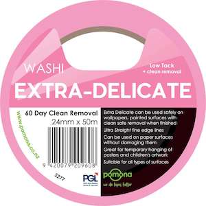 Extra Delicate Surface Pink Washi Painters Tape - 24mm & 36mm Options