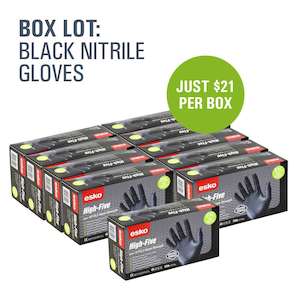 Hand Protection Personal Safety: 10 x Boxes of Black Nitrile Heavy Duty Powder Free Disposable Gloves 100 Per Box