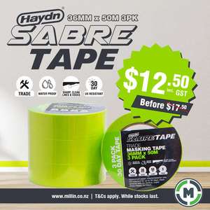 30 Day Sabre Masking Tape 36mm x 50m - 3 Pack
