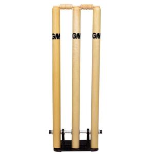 Cricket Accessories: GM Spring Cricket Stumps Set of 3 Stumps & 2 Bails (With Iron Base)