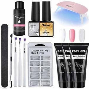 Nail Care: French Nail Art Poly Gel Kit with UV Brush and Nail Tips