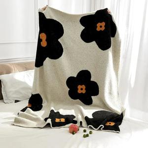 Blankets Throws: Korean Sunflower Velvet Knitted Blanket