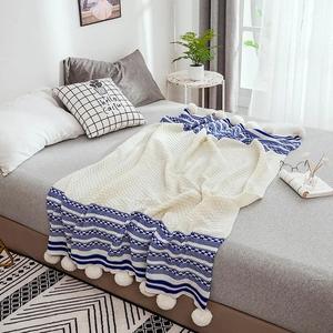 Blankets Throws: European-Style Striped Knitted Throw Blanket