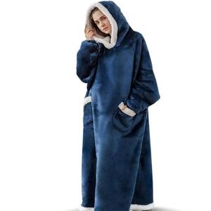 Blankets Throws: Super Long Flannel Blanket with Sleeves Winter Hoodies