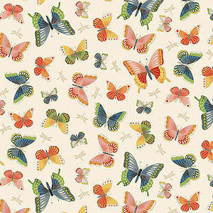 Japanese Designs: Michiko~ Butterflies Cream~ Japanese fabric
