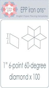 Haberdashery: Hugs'n Kisses~ EPP Iron-Ons ~1 inch 60-degree 6-point diamonds x 100 pack