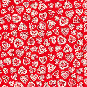 Scandi~ Christmas Hearts~red