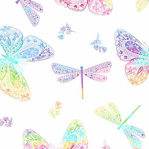 Rainbow Garden~Rainbow Butterflies ~ White