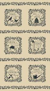 Bloom and Grow~ "A Garden of Words and Wonders"Panel 60 cm ~ Linen colour