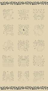 Panels: Bloom and Grow~ Embroidery Panel 60 cm ~ Linen colour