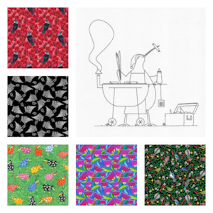 MillyMac Studio~Xmas Kiwi~ BBQ time~ preprinted linen stitchery & NZ Fat Quarter
