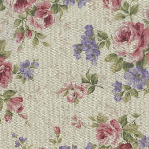 Linen Fabric: Rusu~Roses Natural