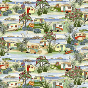 New Zealand Themed Fabrics: Retro Holidays~Caravans